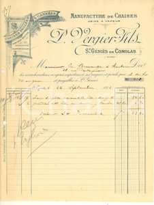 Documento originale, autentico 1914 ST. GENIES DE COMOLAS F Chaises P. VERGIER Fils  Fattura per sedie 1