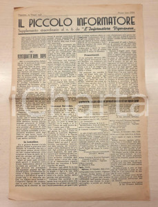 Giornale, rivista storica 1945 VIGEVANO  IL PICCOLO INFORMATORE  Fascismo in Lomellina Supplemento 1