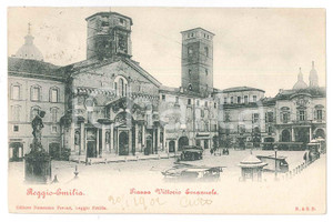 Cartolina originale da collezione 1902 REGGIO EMILIA Bancarelle in Piazza Vittorio Emanuele  Cartolina FP VG 1