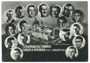 Cartolina originale da collezione 1957 TRAGEDIA DI SUPERGA I campioni del Torino  Cartolina FG VG 1