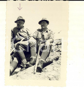 Fotografia d epoca originale 1936 ALPI GRAIE  TESTA DEL RUTOR Ritratto di due alpini Foto 7x9 1