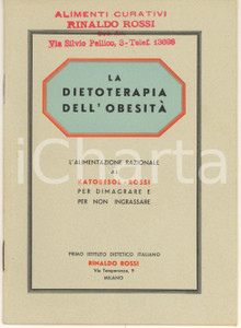 Materiale pubblicitario d’epoca 1934 MILANO Istituto Dietetico RINALDO ROSSI La dietoterapia dell obesità 1