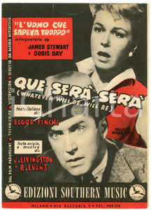 Oggetto da collezione cartaceo 1956 QUE SERÀ, SERÀ L uomo che sapeva troppo  Spartito da film Alfred HITCHCOCK 1