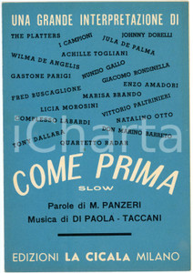 Oggetto da collezione cartaceo 1958 Tony DALLARA Come prima  Spartito EDIZIONI LA CICALA 1