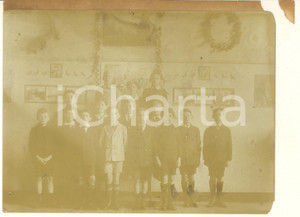 Fotografia d epoca originale 1900 ca TRENTINO ? Ritratto classe elementare Foto 25x18 cm DANNEGGIATA 1