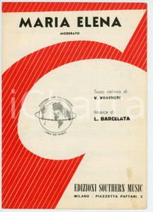 Oggetto da collezione cartaceo 1964 V. VANCHERI  L. BARCELATA Maria Elena  Spartito EDIZIONI SOUTHERN 1