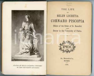 Libro, pubblicazione d epoca 1896 The life of Helen Lucretia CORNARO PISCOPIA  Ed. PAX St. Benedict s  Rome 1