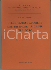 Libro, pubblicazione d epoca 1978 G. A. DI GENNARO Delle viziose maniere del difender le cause nel Foro 1