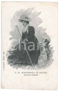 Cartolina originale da collezione 1900 ca CASA SAVOIA Margherita di Savoia con il suo cane  Cartolina FP NV 1