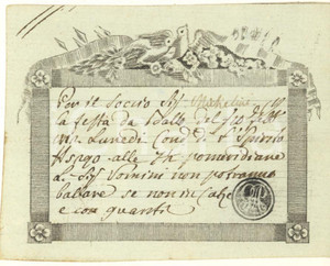 Oggetto da collezione cartaceo 1812 MILANO Contrada S. SPIRITO 5290   Invito uomo per ballo con calze RARO 1 1