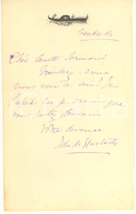 Autografo originale 1900 ca VENEZIA Lettera nobile Ida DE HURTADO  Invito a un amico Autografo 1