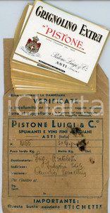 Oggetto da collezione cartaceo 1960 ca ASTI Luigi PISTONE Grignolino extra  Lotto 70 etichette con busta 1