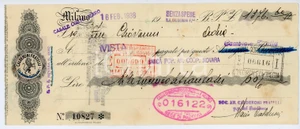 Documento originale, autentico 1938 CASALE CORTE CERRO Ditta Fratelli CALDERONI Cambiale 25x10 cm 1
