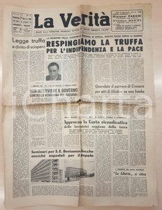 Giornale, rivista storica 1953 LA VERITÀ Legge truffa sullo sciopero  Querelato parroco di Crovara 1