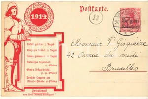 Cartolina originale da collezione BELGIO Cartolina postale 1914  10 cent.  Ferdinand Redwitz STUTTGART 1