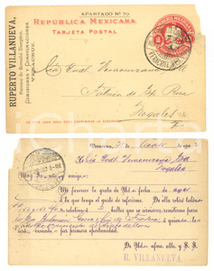 Cartolina originale da collezione 1902 VERACRUZ Republica MEXICANA Ruperto VILLANUEVA Comisiones Tarjeta postal 1