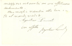 Autografo originale 1971 MILANO Agostino LAZZATI  Ringraziamento Biglietto da visita AUTOGRAFO 1