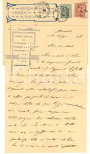 Autografo originale 1906 MACERATA Gustavo PIEROZZI presidente Esposizione Marchigiana AUTOGRAFO 1