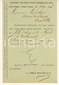 Autografo originale 1894 TALCA CHILE Emilio BODARD ingegnere  Cartolina collaborazione Autografo 1