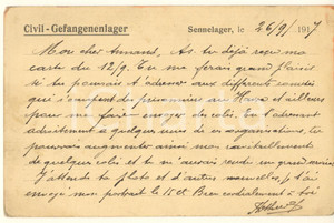 Cartolina originale da collezione 1917 WW1 SENNELAGER  POW Camp  CivilGefangenlager Postcard Arthur Chabot 1