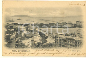 Cartolina originale da collezione 1903 BRITISH INDIA  BOMBAY  General view Postcard FP VG 1