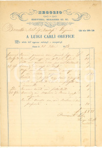 Documento originale, autentico 1874 LUCCA Luigi CARLI orefice  Negozio bigiotteria Fattura intestata 1