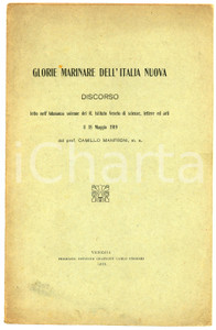 Libro, pubblicazione d epoca 1919 Camillo MANFRONI Glorie marinare dell Italia Nuova  Pubblicazione 1