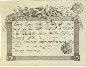 Oggetto da collezione cartaceo 1812 MILANO Contrada S. SPIRITO 5290  Invito uomo per ballo con calze RARO 8 1