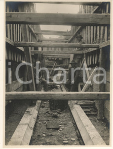 Fotografia d epoca originale 1930 ca Area di BOLOGNA  Lavori stradali Foto animata operai 18x24 cm 1