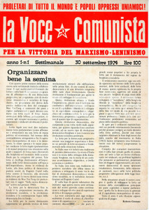 Giornale, rivista storica 1974 LA VOCE COMUNISTA Anno 1 n. 1 Settimanale Sinistra di Classe in PIEMONTE 1
