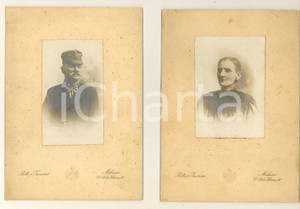 Fotografia d epoca originale 1890 ca MILANO Coppia di anziani  Lotto 2 foto PROTTI & ZANINI 12x16 cm 1