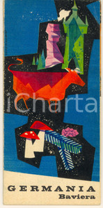 Materiale pubblicitario d’epoca 1960 GERMANIA  BAVIERA Pieghevole ILLUSTRATO con mappa VINTAGE 1