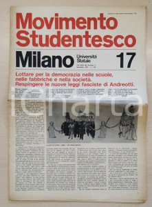Giornale, rivista storica 1972 MOVIMENTO STUDENTESCO n.17 Le leggi fasciste di ANDREOTTI Rivista MILANO 1