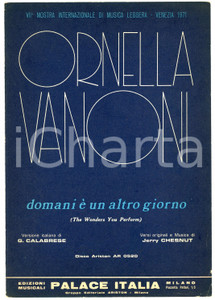 Oggetto da collezione cartaceo 1971 Ornella VANONI Domani è un altro giorno  Edizioni PALACE ITALIA 1