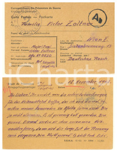 Autografo originale 1943 WW2 POW GERYVILLE ALGERIE Ing. Viktor ZOLTNER  Cartolina autografa 1