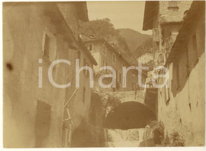 Fotografia d epoca originale 1920 ca MOLTRASIO CO Ponte con torrente  Veduta pittoresca Foto 11x8 cm 1