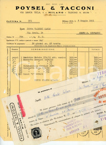 Documento originale, autentico 1951 MILANO Via Santa Tecla 4 POYSEL E TACCONI Fattura per lucchetti WOLM 1