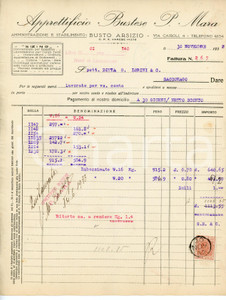 Documento originale, autentico 1932 BUSTO ARSIZIO Via Cairoli 4  Apprettificio bustese P. MARA Fattura 1