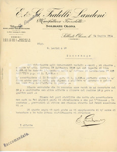 Documento originale, autentico 1932 SOLBIATE OLONA Manifattura fazzoletti FRATELLI E. E G. LANDONI Lettera 1 1