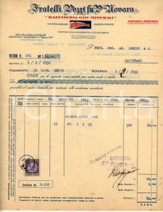 Documento originale, autentico 1932 NOVARA Fratelli POZZI Raffineria olii minerali ASTROLEUM Fattura per grasso 1