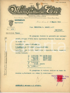 Documento originale, autentico 1932  BUSTO ARSIZIO Manifattura TOSI Lettera commerciale 22x28 cm 1