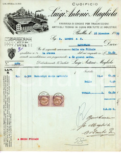 Documento originale, autentico 1929 BIELLA Cuoificio Luigi Antonio MAGLIOLA Fattura per paracolpi 1