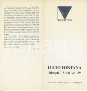 Materiale pubblicitario d’epoca 1985 VARESE INCONTRI Lucio Fontana  Disegni e studi  34   39 Pieghevole 1