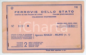 Oggetto da collezione cartaceo 1963 MILANO  AGENZIA RINALDI Carnet biglietti per Germania FERROVIE DELLO STATO 1