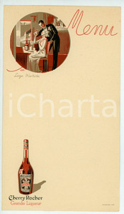 Oggetto da collezione cartaceo 1925 ca FRANCE  CHERRY ROCHER Grande Liqueur  Menù Loge d artiste Ill. JAN 1