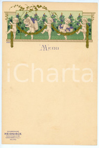 Oggetto da collezione cartaceo 1925 ca REIMS Champagne HEIDSIECK Bambini durante la vendemmia  Menù ILLUSTRATO 1