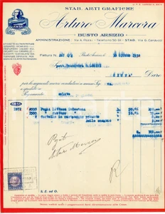Documento originale, autentico 1932 BUSTO ARSIZIO Arti grafiche Arturo MARCORA Fattura per fogli intestati 1