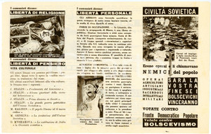 Materiale pubblicitario d’epoca 1947 PROPAGANDA  FDP Votate contro FRONTE DEMOCRATICO POPOLARE Volantino 1