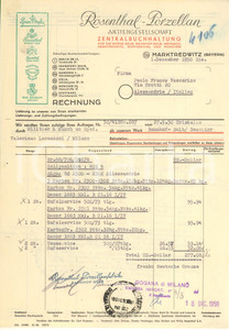 Documento originale, autentico 1950 MARKTREDWITZ Ditta ROSENTHALPORZELLAN Fattura servizio da tavola 1