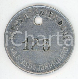 Oggetto da collezione cartaceo 1955 ca MILANO  S.A.E. CASTIGLIONI Targhetta per mensa aziendale 1